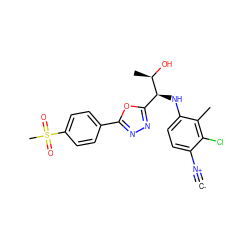 [C-]#[N+]c1ccc(N[C@@H](c2nnc(-c3ccc(S(C)(=O)=O)cc3)o2)[C@@H](C)O)c(C)c1Cl ZINC000146552455