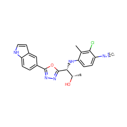 [C-]#[N+]c1ccc(N[C@@H](c2nnc(-c3ccc4[nH]ccc4c3)o2)[C@H](C)O)c(C)c1Cl ZINC000143543490