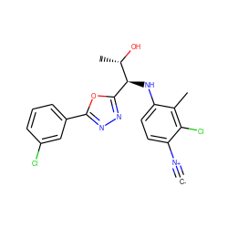 [C-]#[N+]c1ccc(N[C@@H](c2nnc(-c3cccc(Cl)c3)o2)[C@H](C)O)c(C)c1Cl ZINC000146547186