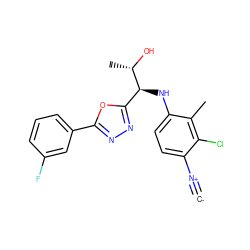 [C-]#[N+]c1ccc(N[C@@H](c2nnc(-c3cccc(F)c3)o2)[C@H](C)O)c(C)c1Cl ZINC000143536943