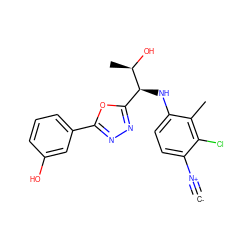 [C-]#[N+]c1ccc(N[C@@H](c2nnc(-c3cccc(O)c3)o2)[C@@H](C)O)c(C)c1Cl ZINC000146538632