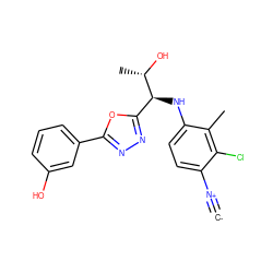 [C-]#[N+]c1ccc(N[C@@H](c2nnc(-c3cccc(O)c3)o2)[C@H](C)O)c(C)c1Cl ZINC000146536103