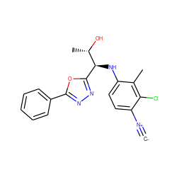 [C-]#[N+]c1ccc(N[C@@H](c2nnc(-c3ccccc3)o2)[C@H](C)O)c(C)c1Cl ZINC000146529635