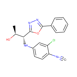 [C-]#[N+]c1ccc(N[C@@H](c2nnc(-c3ccccc3)o2)[C@H](C)O)cc1Cl ZINC000146541726