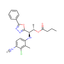 [C-]#[N+]c1ccc(N[C@@H](c2nnc(-c3ccccc3)o2)[C@H](C)OC(=O)CCC)c(C)c1Cl ZINC000146645697