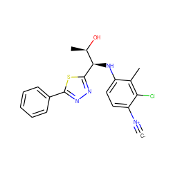 [C-]#[N+]c1ccc(N[C@@H](c2nnc(-c3ccccc3)s2)[C@@H](C)O)c(C)c1Cl ZINC000146553259