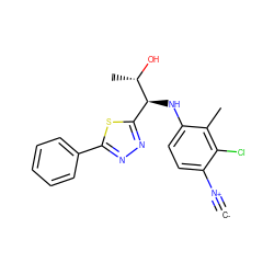 [C-]#[N+]c1ccc(N[C@@H](c2nnc(-c3ccccc3)s2)[C@H](C)O)c(C)c1Cl ZINC000146555038