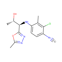 [C-]#[N+]c1ccc(N[C@@H](c2nnc(C)o2)[C@H](C)O)c(C)c1Cl ZINC000146586547