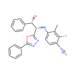 [C-]#[N+]c1ccc(N[C@H](c2nnc(-c3ccccc3)o2)[C@@H](O)c2ccccc2)c(C)c1Cl ZINC000146571012