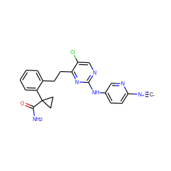 [C-]#[N+]c1ccc(Nc2ncc(Cl)c(CCc3ccccc3C3(C(N)=O)CC3)n2)cn1 ZINC001772580285