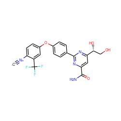 [C-]#[N+]c1ccc(Oc2ccc(-c3nc(C(N)=O)cc([C@H](O)CO)n3)cc2)cc1C(F)(F)F ZINC001772576962