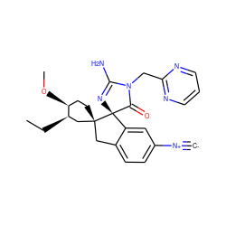 [C-]#[N+]c1ccc2c(c1)[C@]1(N=C(N)N(Cc3ncccn3)C1=O)[C@]1(CC[C@H](OC)[C@H](CC)C1)C2 ZINC000261075413