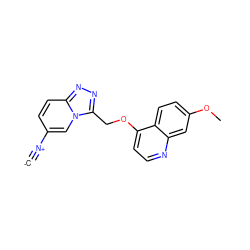 [C-]#[N+]c1ccc2nnc(COc3ccnc4cc(OC)ccc34)n2c1 ZINC000166058020