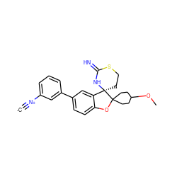 [C-]#[N+]c1cccc(-c2ccc3c(c2)[C@]2(CCSC(=N)N2)C2(CCC(OC)CC2)O3)c1 ZINC001772592800