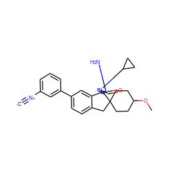 [C-]#[N+]c1cccc(-c2ccc3c(c2)[C@]2(N=C(N)N(C4CC4)C2=O)C2(CCC(OC)CC2)C3)c1 ZINC000201224055