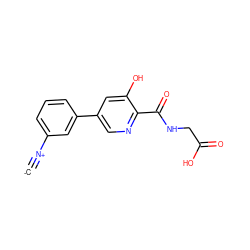 [C-]#[N+]c1cccc(-c2cnc(C(=O)NCC(=O)O)c(O)c2)c1 ZINC000169697288