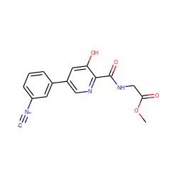 [C-]#[N+]c1cccc(-c2cnc(C(=O)NCC(=O)OC)c(O)c2)c1 ZINC000169697287