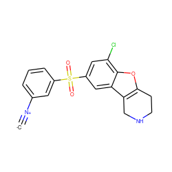 [C-]#[N+]c1cccc(S(=O)(=O)c2cc(Cl)c3oc4c(c3c2)CNCC4)c1 ZINC000147475580