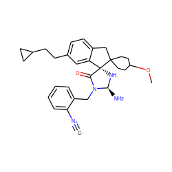 [C-]#[N+]c1ccccc1CN1C(=O)[C@@]2(N[C@H]1N)c1cc(CCC3CC3)ccc1CC21CCC(OC)CC1 ZINC001772612925