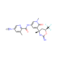 [C-]#[N+]c1cnc(C(=O)Nc2cc([C@]3(C)C[C@@H](C(F)(F)F)OC(=N)N3)c(=O)n(C)c2)c(C)c1 ZINC001772608565