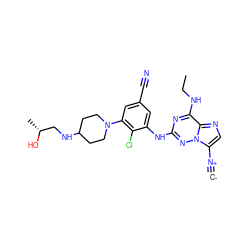 [C-]#[N+]c1cnc2c(NCC)nc(Nc3cc(C#N)cc(N4CCC(NC[C@@H](C)O)CC4)c3Cl)nn12 ZINC000169711952