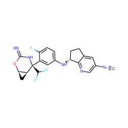 [C-]#[N+]c1cnc2c(c1)CC[C@H]2Nc1ccc(F)c([C@@]2(C(F)F)NC(=N)O[C@@H]3C[C@@H]32)c1 ZINC000473219267