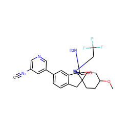 [C-]#[N+]c1cncc(-c2ccc3c(c2)[C@]2(N=C(N)N(CC(F)(F)F)C2=O)C2(CCC(OC)CC2)C3)c1 ZINC000201241906