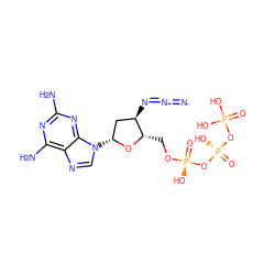 [N-]=[N+]=N[C@@H]1C[C@@H](n2cnc3c(N)nc(N)nc32)O[C@H]1CO[P@@](=O)(O)O[P@@](=O)(O)OP(=O)(O)O ZINC000072116963