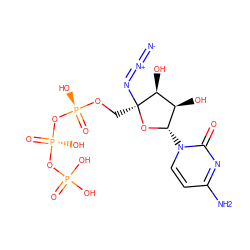 [N-]=[N+]=N[C@]1(CO[P@@](=O)(O)O[P@@](=O)(O)OP(=O)(O)O)O[C@@H](n2ccc(N)nc2=O)[C@H](O)[C@@H]1O ZINC000138246476