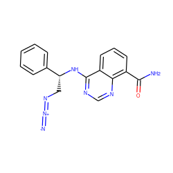 [N-]=[N+]=NC[C@@H](Nc1ncnc2c(C(N)=O)cccc12)c1ccccc1 ZINC000169700708