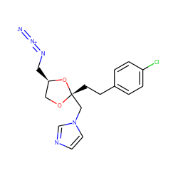 [N-]=[N+]=NC[C@@H]1CO[C@@](CCc2ccc(Cl)cc2)(Cn2ccnc2)O1 ZINC000040391542