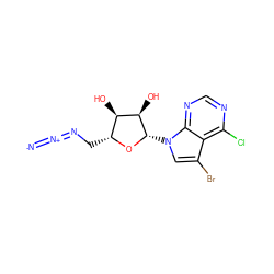 [N-]=[N+]=NC[C@H]1O[C@@H](n2cc(Br)c3c(Cl)ncnc32)[C@H](O)[C@@H]1O ZINC000013809453