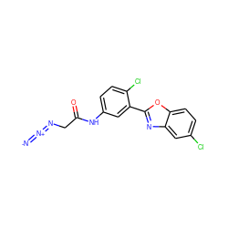 [N-]=[N+]=NCC(=O)Nc1ccc(Cl)c(-c2nc3cc(Cl)ccc3o2)c1 ZINC000036159045