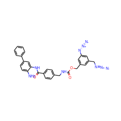 [N-]=[N+]=NCc1cc(COC(=O)NCc2ccc(C(=O)Nc3cc(-c4ccccc4)ccc3N)cc2)cc(N=[N+]=[N-])c1 ZINC000084671893