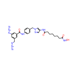 [N-]=[N+]=NCc1cc(N=[N+]=[N-])cc(C(=O)Nc2ccc(Cn3cc(NC(=O)CCCCCCC(=O)NO)cn3)cc2)c1 ZINC000073165227