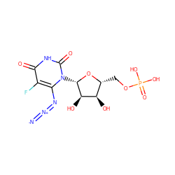 [N-]=[N+]=Nc1c(F)c(=O)[nH]c(=O)n1[C@@H]1O[C@H](COP(=O)(O)O)[C@@H](O)[C@H]1O ZINC000040900065