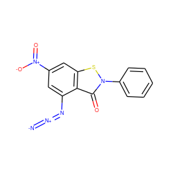 [N-]=[N+]=Nc1cc([N+](=O)[O-])cc2sn(-c3ccccc3)c(=O)c12 ZINC000015218211