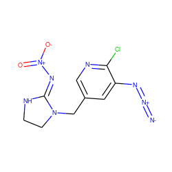 [N-]=[N+]=Nc1cc(CN2CCN/C2=N\[N+](=O)[O-])cnc1Cl ZINC000013474378