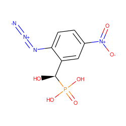 [N-]=[N+]=Nc1ccc([N+](=O)[O-])cc1[C@H](O)P(=O)(O)O ZINC000026271398