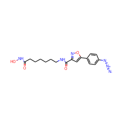 [N-]=[N+]=Nc1ccc(-c2cc(C(=O)NCCCCCCC(=O)NO)no2)cc1 ZINC000073169310