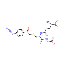 [N-]=[N+]=Nc1ccc(C(=O)CSC[C@H](NC(=O)CC[C@H](N)C(=O)O)C(=O)NCC(=O)O)cc1 ZINC000008195608