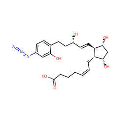 [N-]=[N+]=Nc1ccc(CC[C@H](O)/C=C/[C@H]2[C@H](O)C[C@H](O)[C@@H]2C/C=C\CCCC(=O)O)c(O)c1 ZINC000026579840