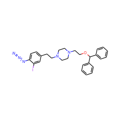 [N-]=[N+]=Nc1ccc(CCN2CCN(CCOC(c3ccccc3)c3ccccc3)CC2)cc1I ZINC000028636010