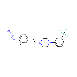 [N-]=[N+]=Nc1ccc(CCN2CCN(c3cccc(C(F)(F)F)c3)CC2)cc1I ZINC000017193852