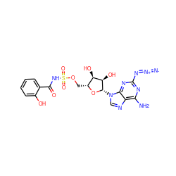 [N-]=[N+]=Nc1nc(N)c2ncn([C@@H]3O[C@H](COS(=O)(=O)NC(=O)c4ccccc4O)[C@@H](O)[C@H]3O)c2n1 ZINC000040834732