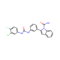 [NH]C(=O)n1c(-c2cccc(NC(=O)Nc3ccc(F)c(Cl)c3)c2)cc2ccccc21 ZINC001772653248