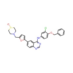 [O-][S+]1CCN(Cc2ccc(-c3ccc4ncnc(Nc5ccc(OCc6ccccc6)c(Cl)c5)c4c3)o2)CC1 ZINC000034800096