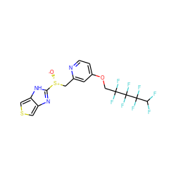 [O-][S@+](Cc1cc(OCC(F)(F)C(F)(F)C(F)(F)C(F)F)ccn1)c1nc2cscc2[nH]1 ZINC000034800249