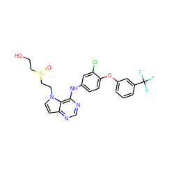 [O-][S@@+](CCO)CCn1ccc2ncnc(Nc3ccc(Oc4cccc(C(F)(F)F)c4)c(Cl)c3)c21 ZINC000073158104