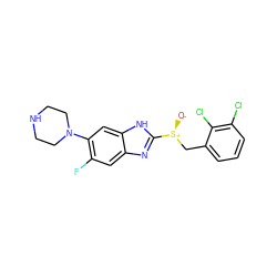 [O-][S@@+](Cc1cccc(Cl)c1Cl)c1nc2cc(F)c(N3CCNCC3)cc2[nH]1 ZINC000029050605